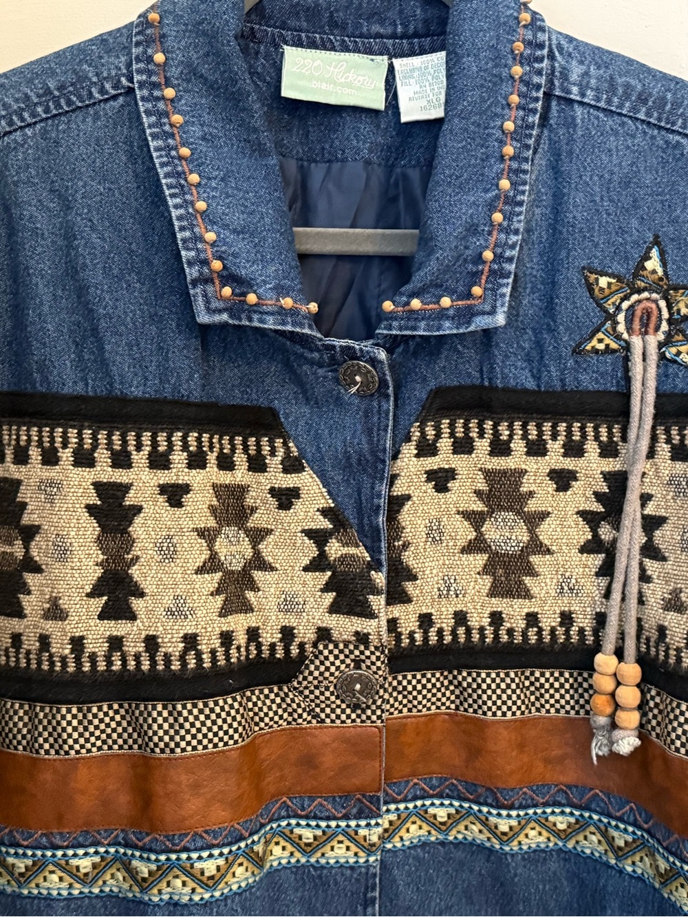 Vintage 22 Hickory Blue Denim Southwestern Embroidered Jacket